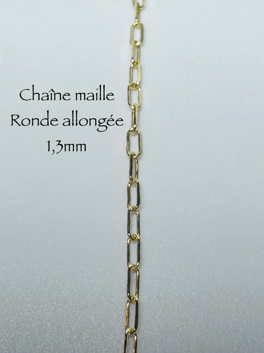 Chaîne maille ronde allongée 1,3mm en or 10k