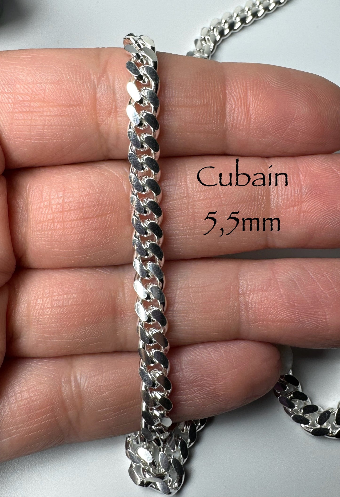 5.5mm Cuban Chain in 925 Italian Silver/Sterling