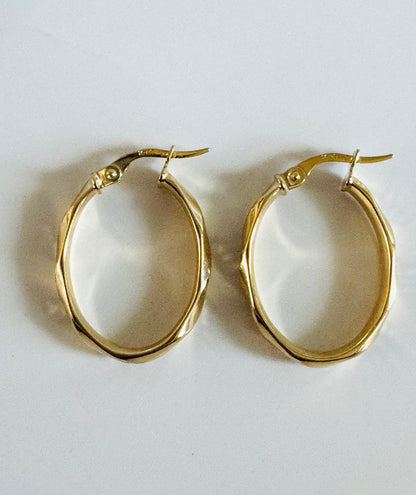 #307 boucles d’oreilles ovales ondulées 3,4mm en or 10k