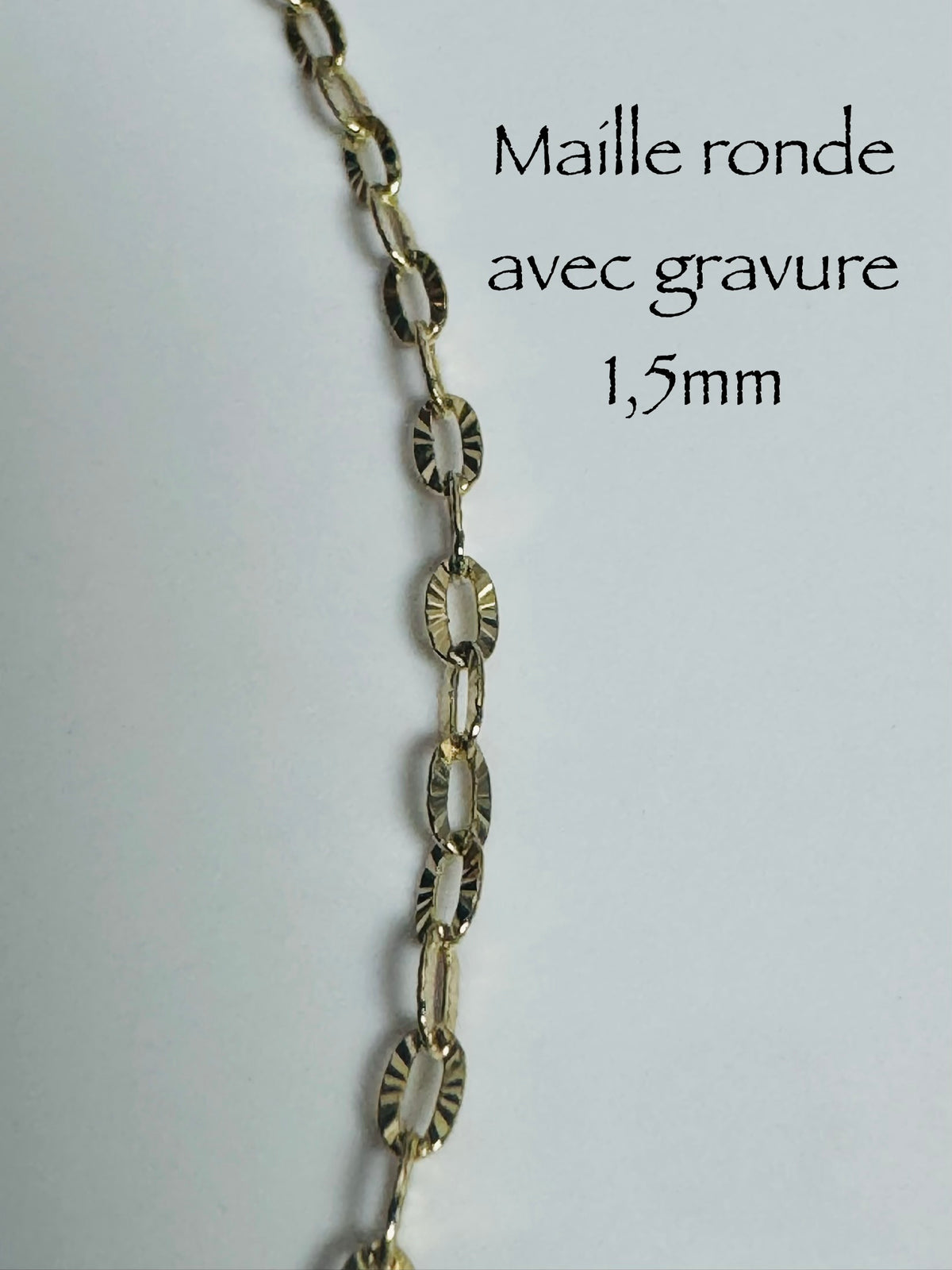 Chaîne maille ronde pendentifs d’ailes d’anges 1,5mm en or 10k