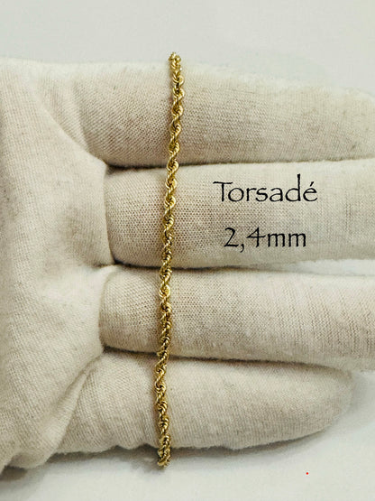 #101 bracelet torsadé 2,4mm en or 10k