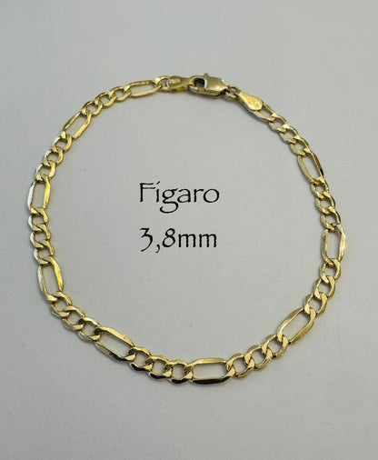 #115 Bracelet Figaro 3,8 mm en or 10k