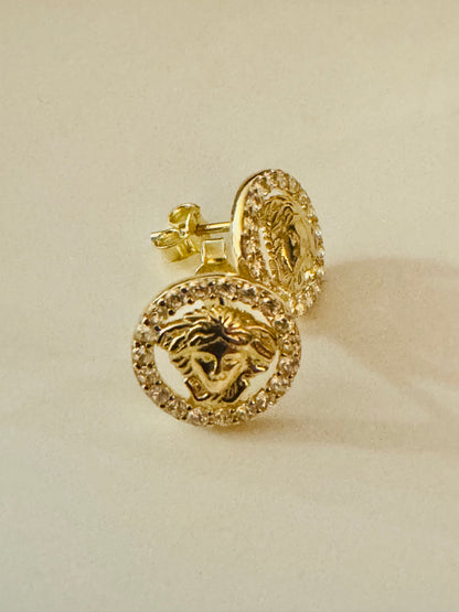 #327 boucles d’oreilles médusa à tige avec zircon en or 10k