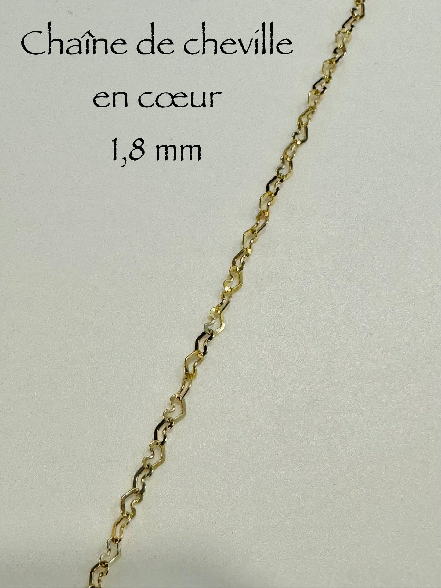 #503 chaîne de cheville en cœur 1,8 mm en or 10k