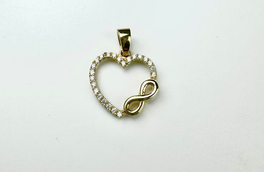 Heart pendant with infinity and zircon