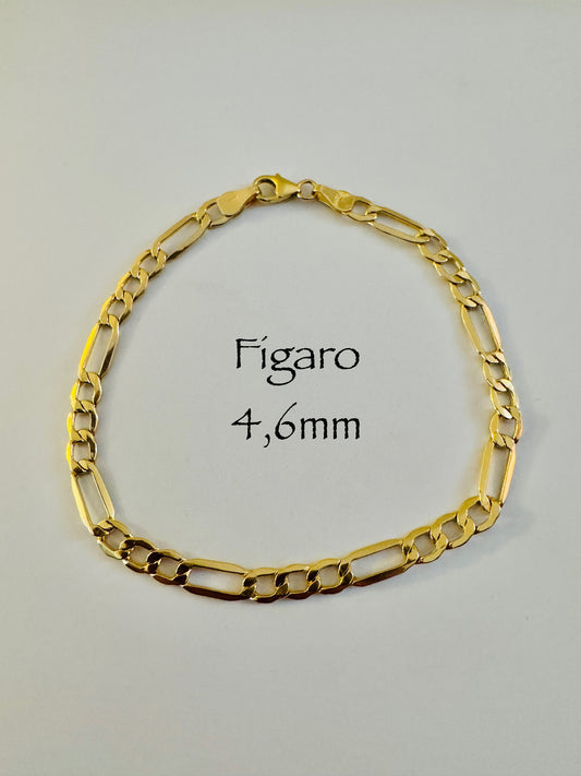 #100 bracelet Figaro 4,6 mm en or 10k ￼