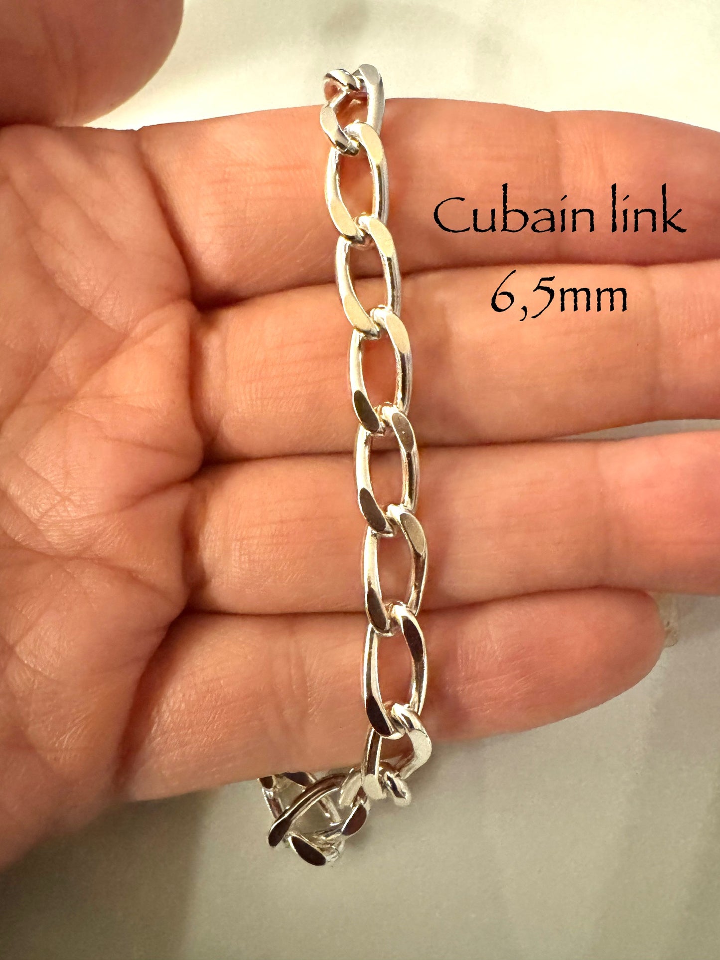 Bracelet cubain Link 6,5 mm en argent/sterling 925