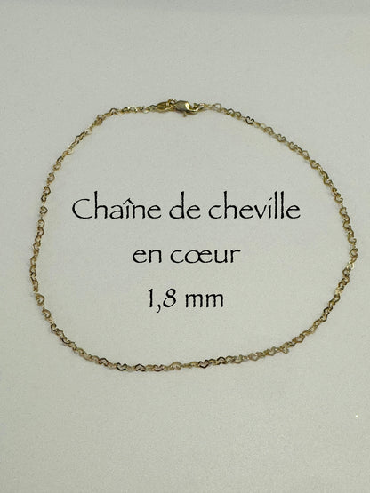 #503 chaîne de cheville en cœur 1,8 mm en or 10k