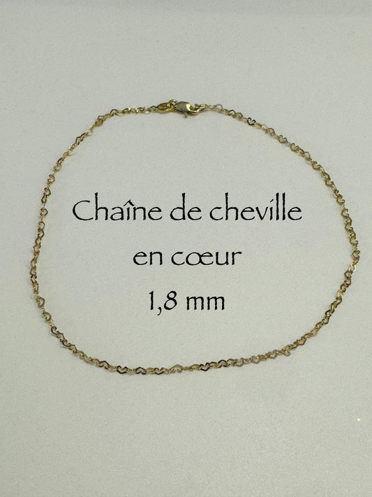 #503 chaîne de cheville en cœur 1,8 mm en or 10k