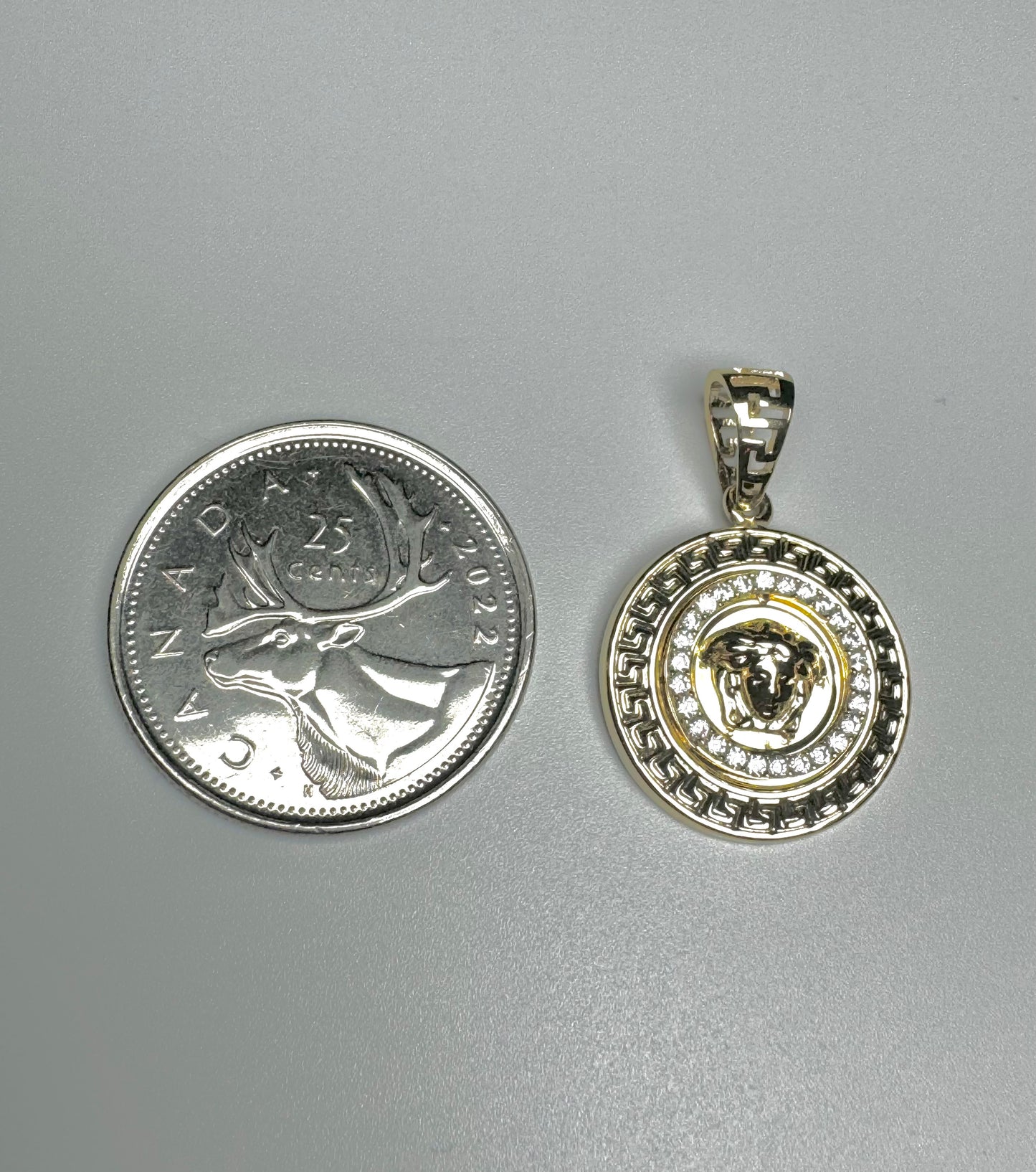 Gold Medusa Medallion Pendant with Zircon