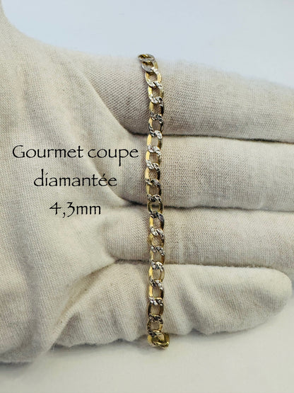 #107 bracelet gourmet coupe diamantée 4,3 mm en or 10k