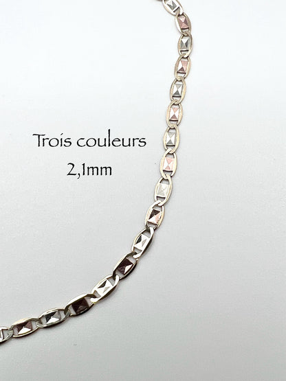 #506 chaîne de cheville trois couleurs 2,1 mm en or 10k
