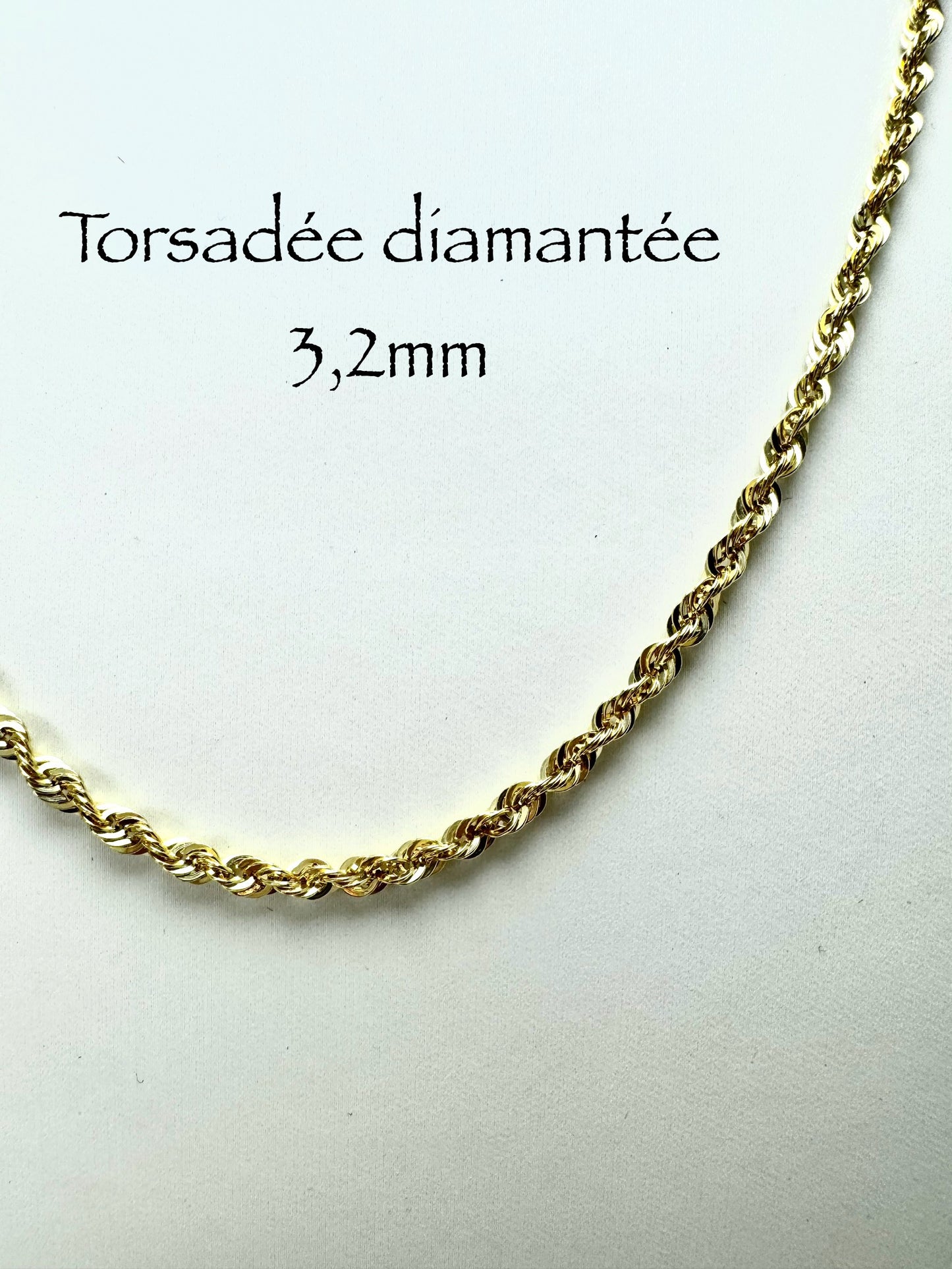 Cadena trenzada de diamantes de 3,2 mm