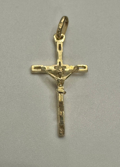 #407 pendentif croix crucifix fin en or 10k