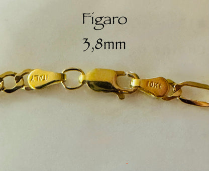 Chaîne figaro 3,8mm en vrai or 10k