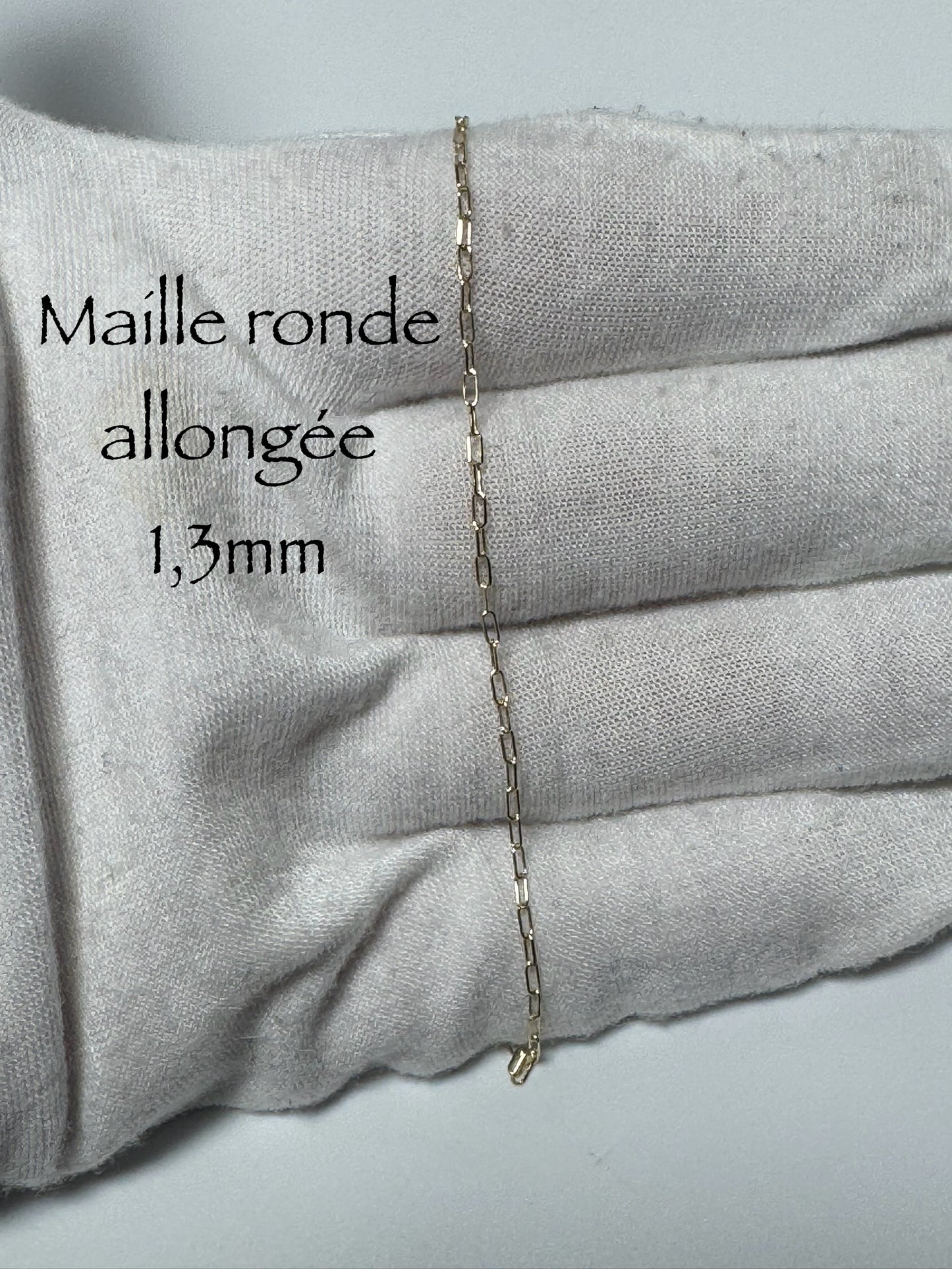Chaîne maille ronde allongée 1,3mm en or 10k