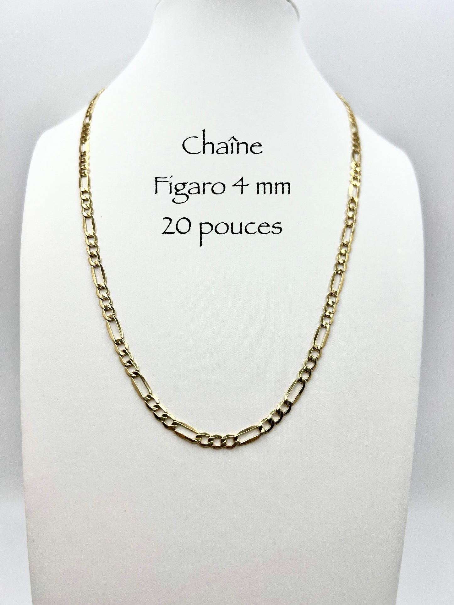 Chaîne Figaro 4 mm en or 10k