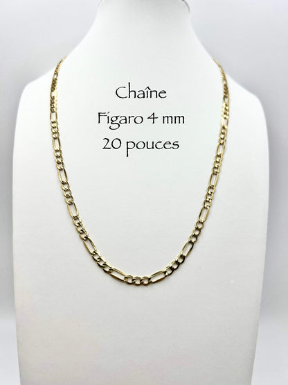 Chaîne Figaro 4 mm en or 10k