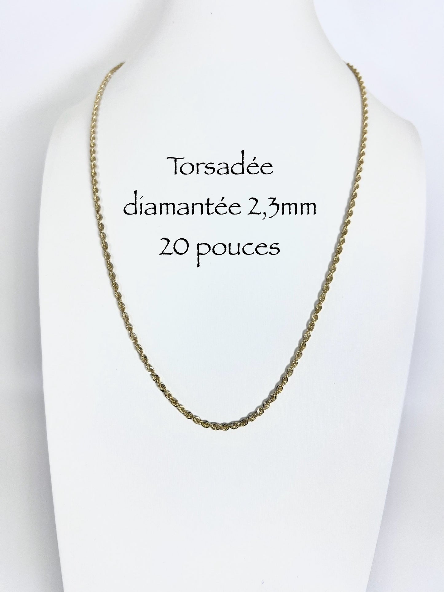 Chaîne en or torsadée diamantée 2,3 mm