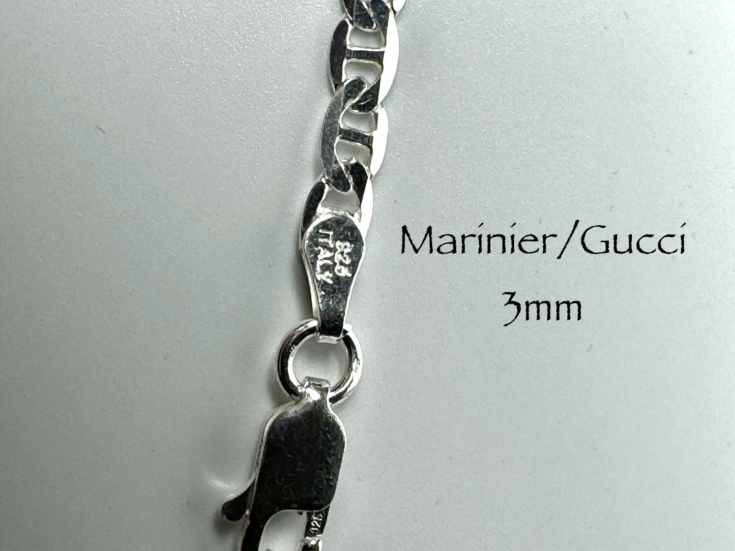 Marinier/Gucci 3mm chain in 925 Italian silver/sterling