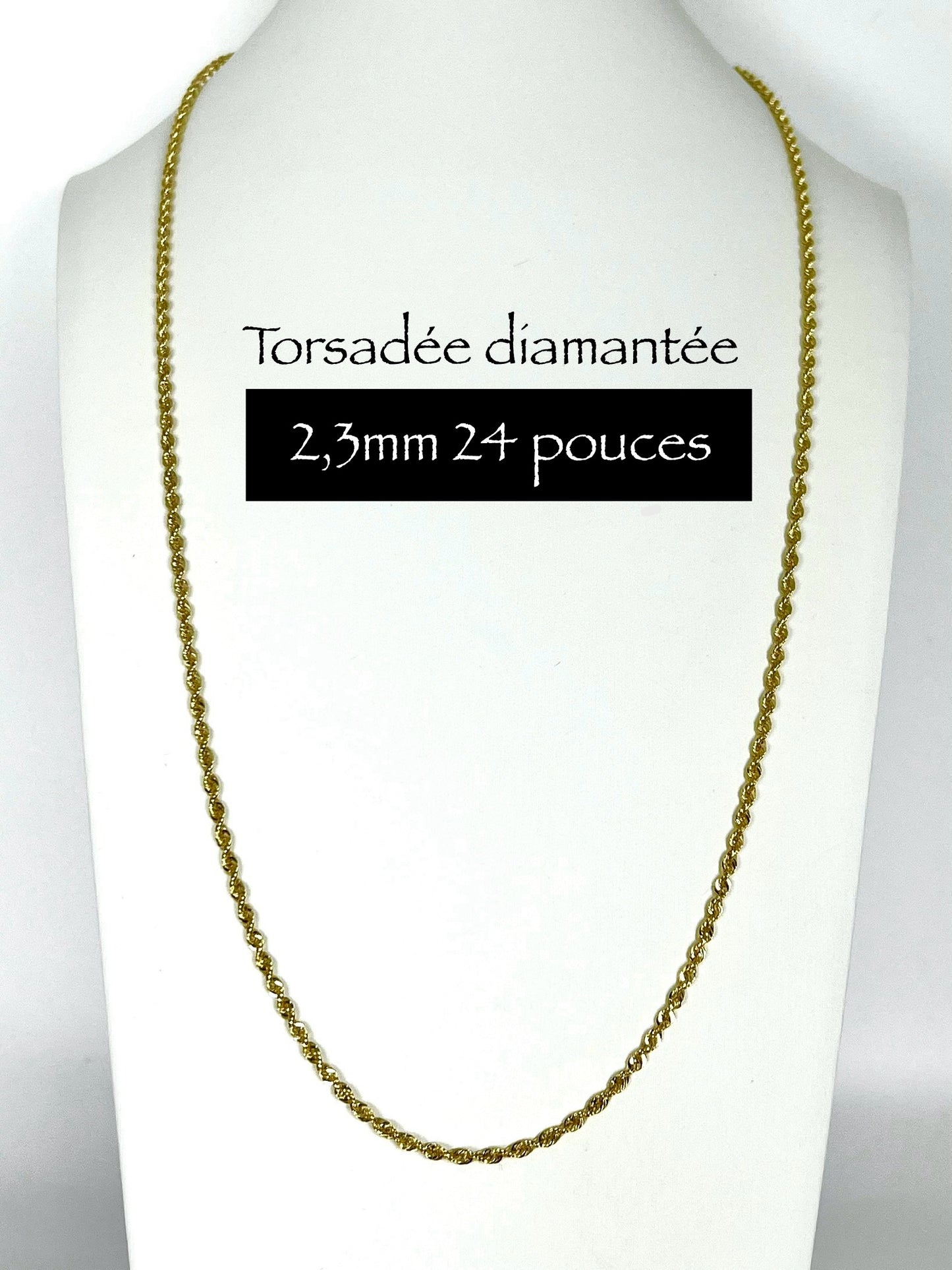 Chaîne en or torsadée diamantée 2,3 mm