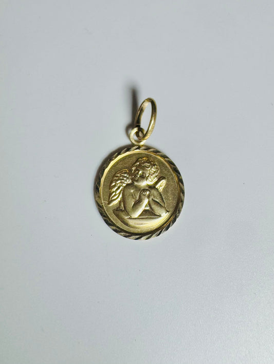 #455 10k gold angel locket pendant