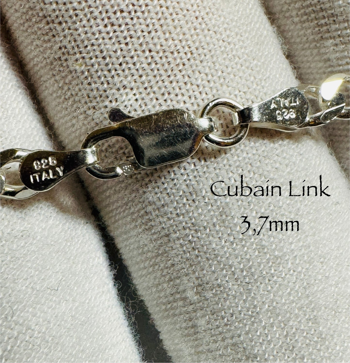 Bracelet cubain Link 3,7mm en argent sterling italien 925