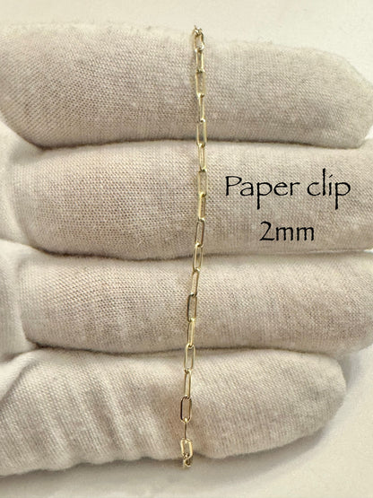 #113 bracelet paper clip 2 mm en or 10k