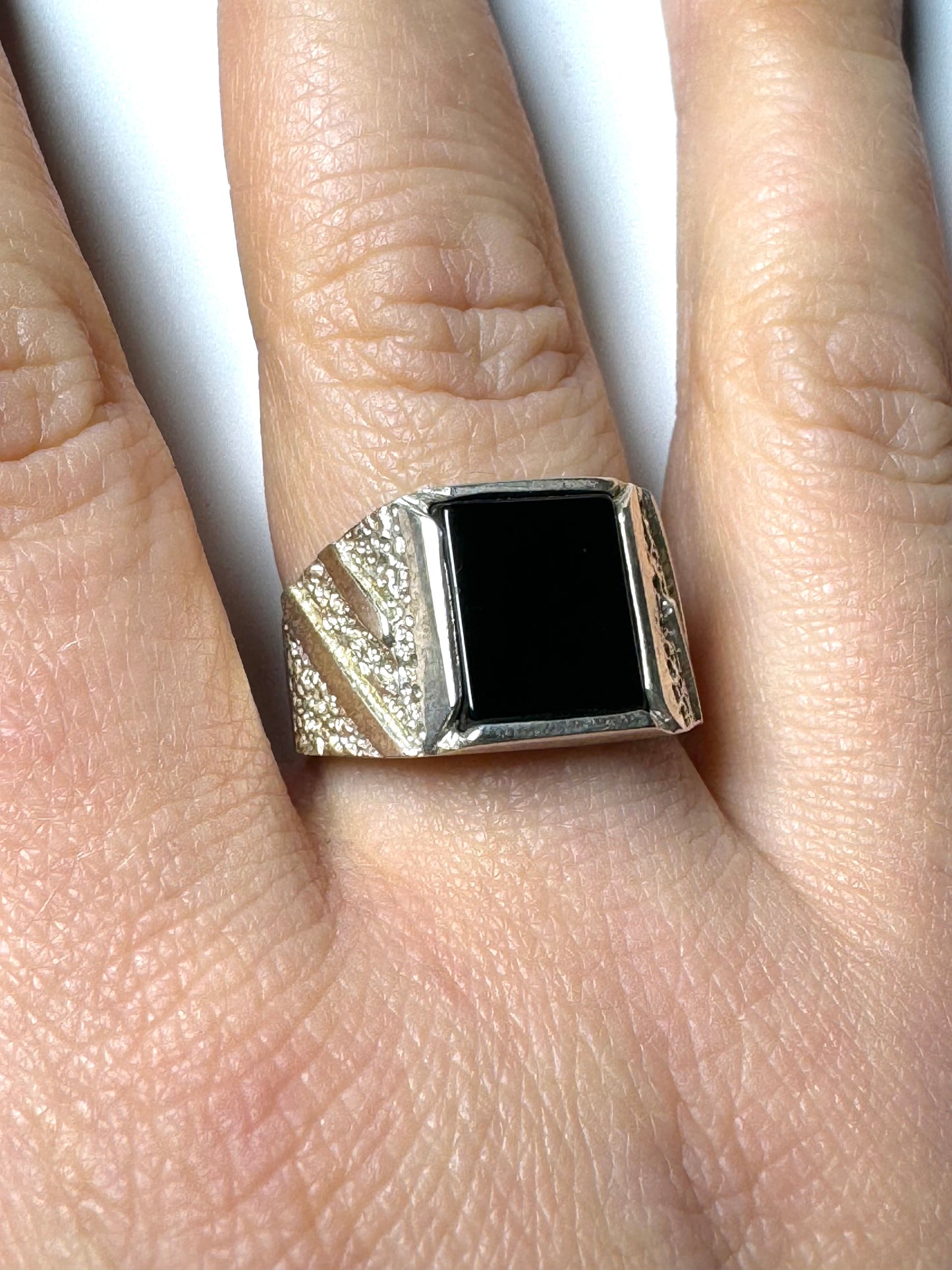 Black flat zircon ring silver/sterling Italian 925