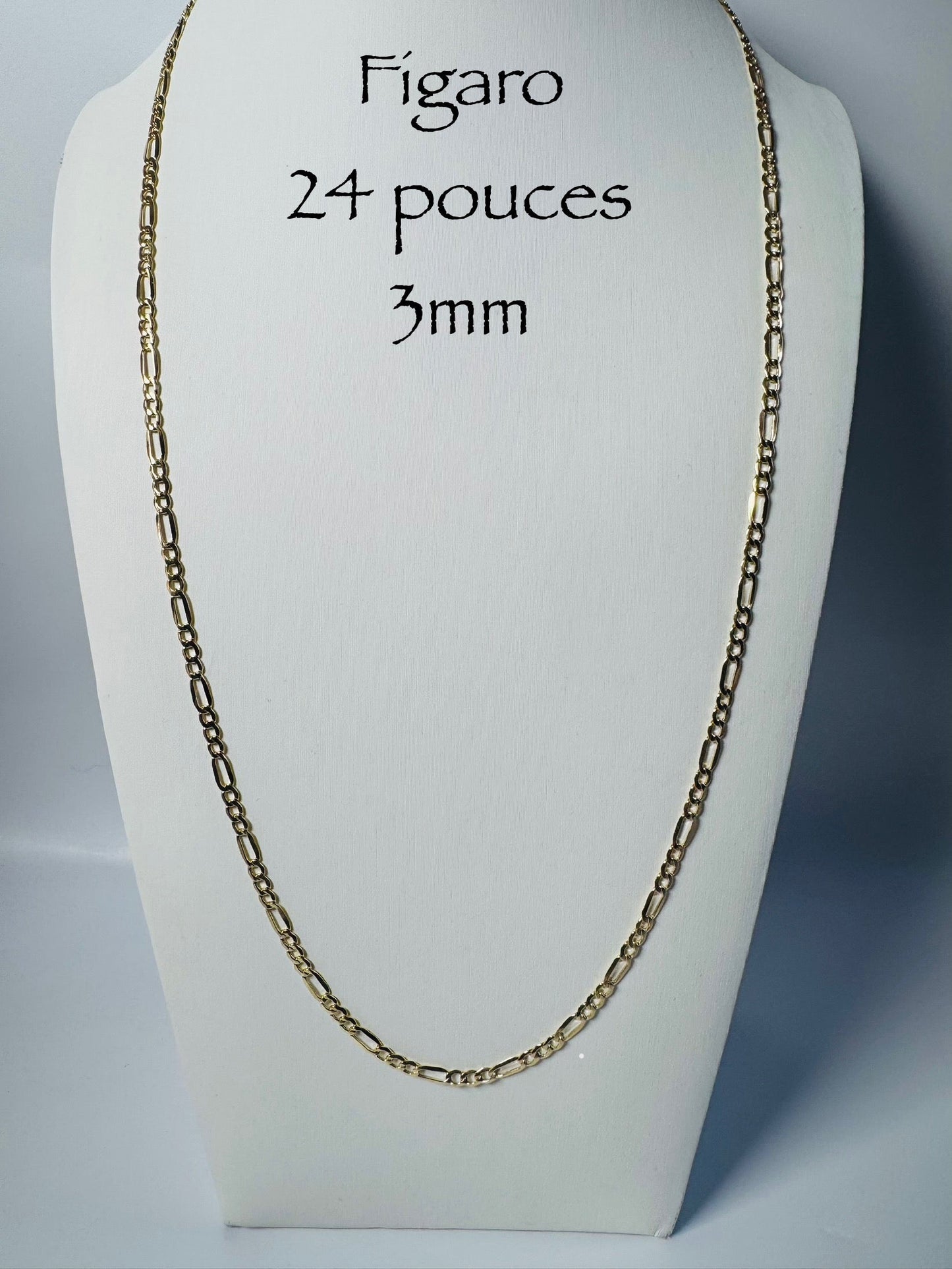 Chaîne Figaro 3 mm en or 10k