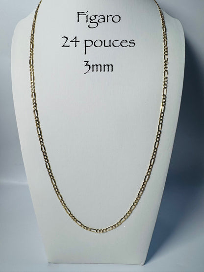 Chaîne Figaro 3 mm en or 10k
