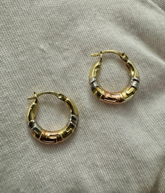 3-color gold medusa earrings