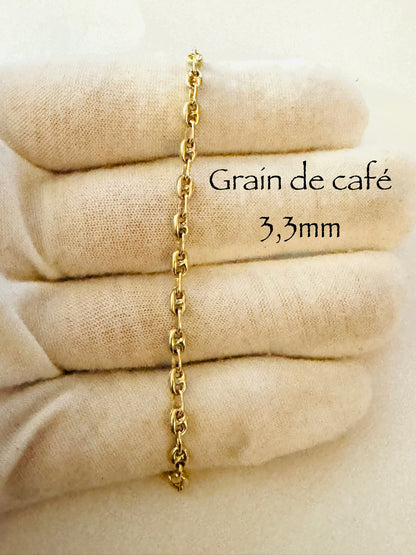 #125 bracelet grain de café 3,3mm en or 10k