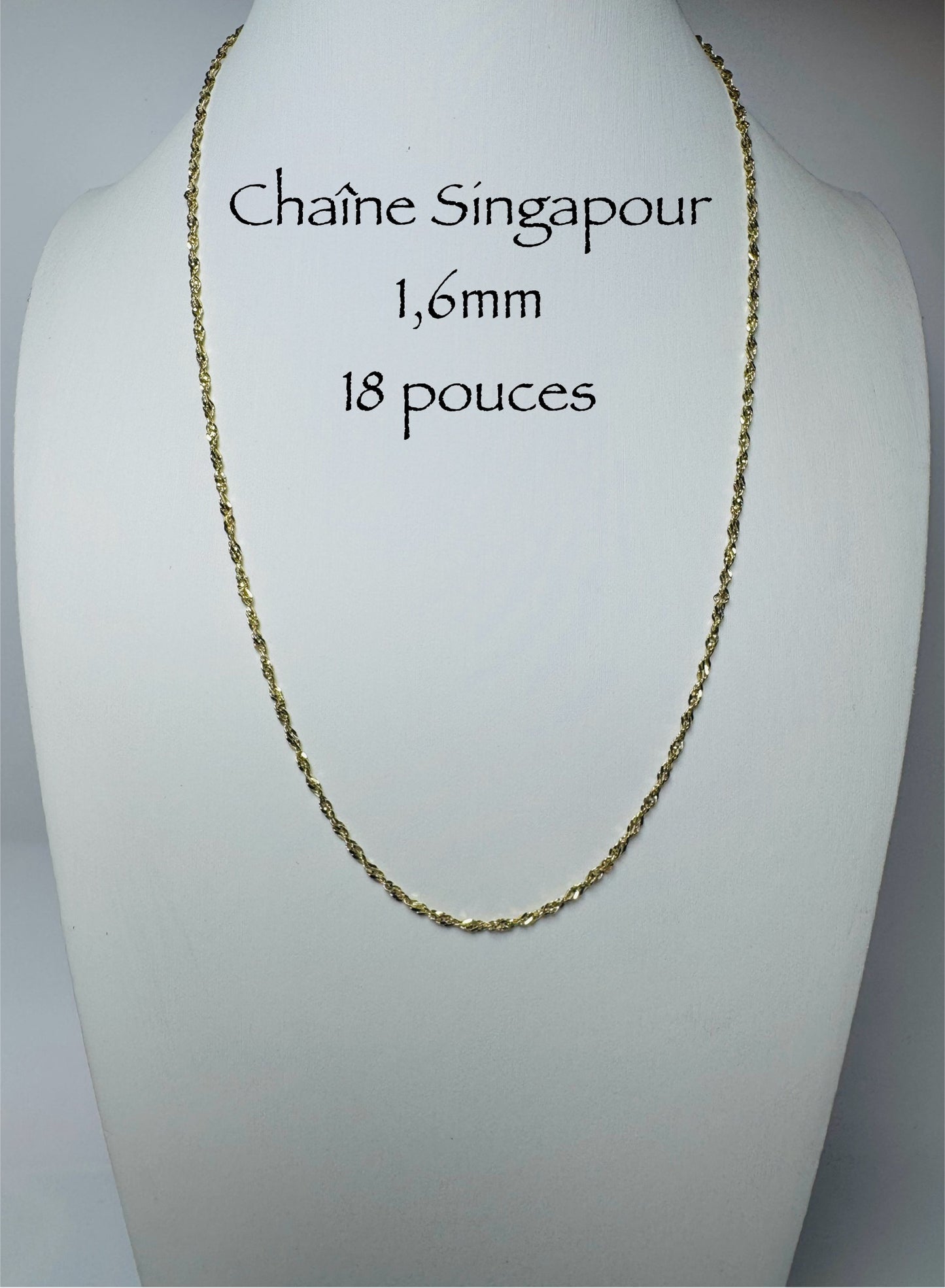 Chaîne Singapour 1,6mm en or 10 carats