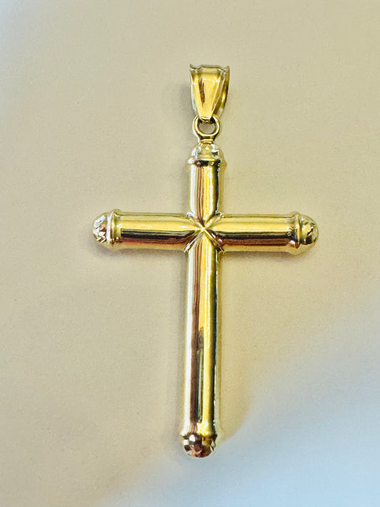 #425 pendentif grande croix bombée unie en or 10k
