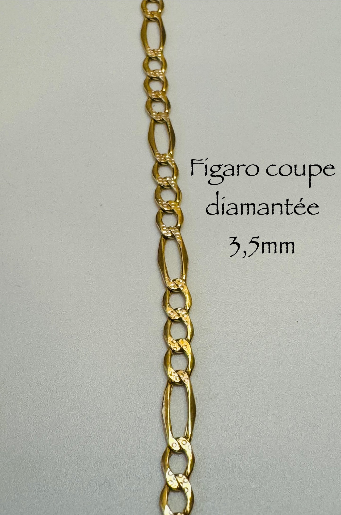 Bracelet Figaro coupe diamantée en or 10 carats