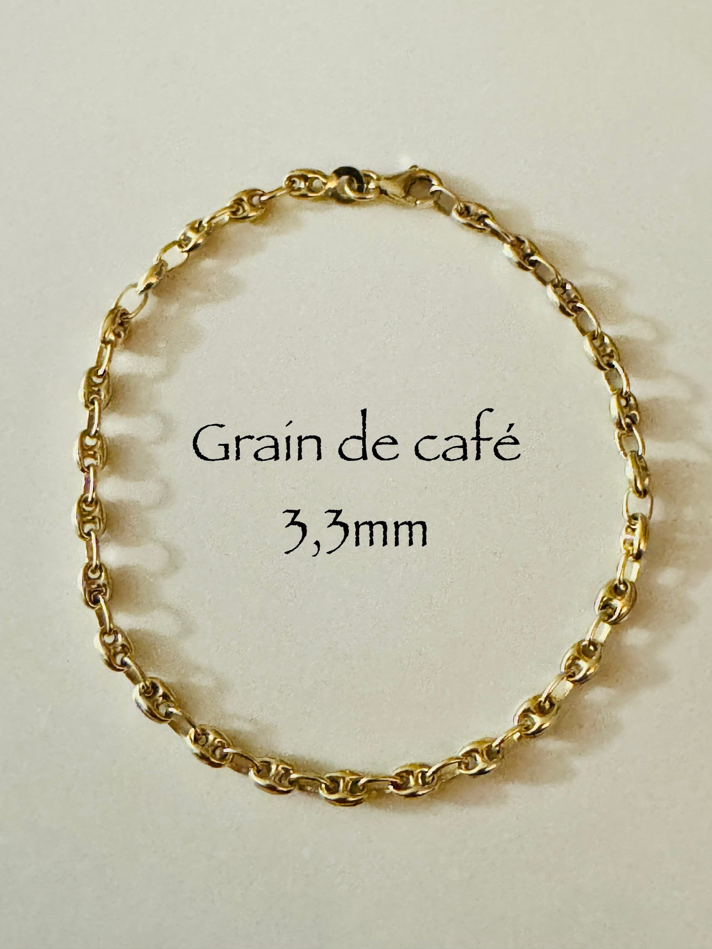 #125 bracelet grain de café 3,3mm en or 10k