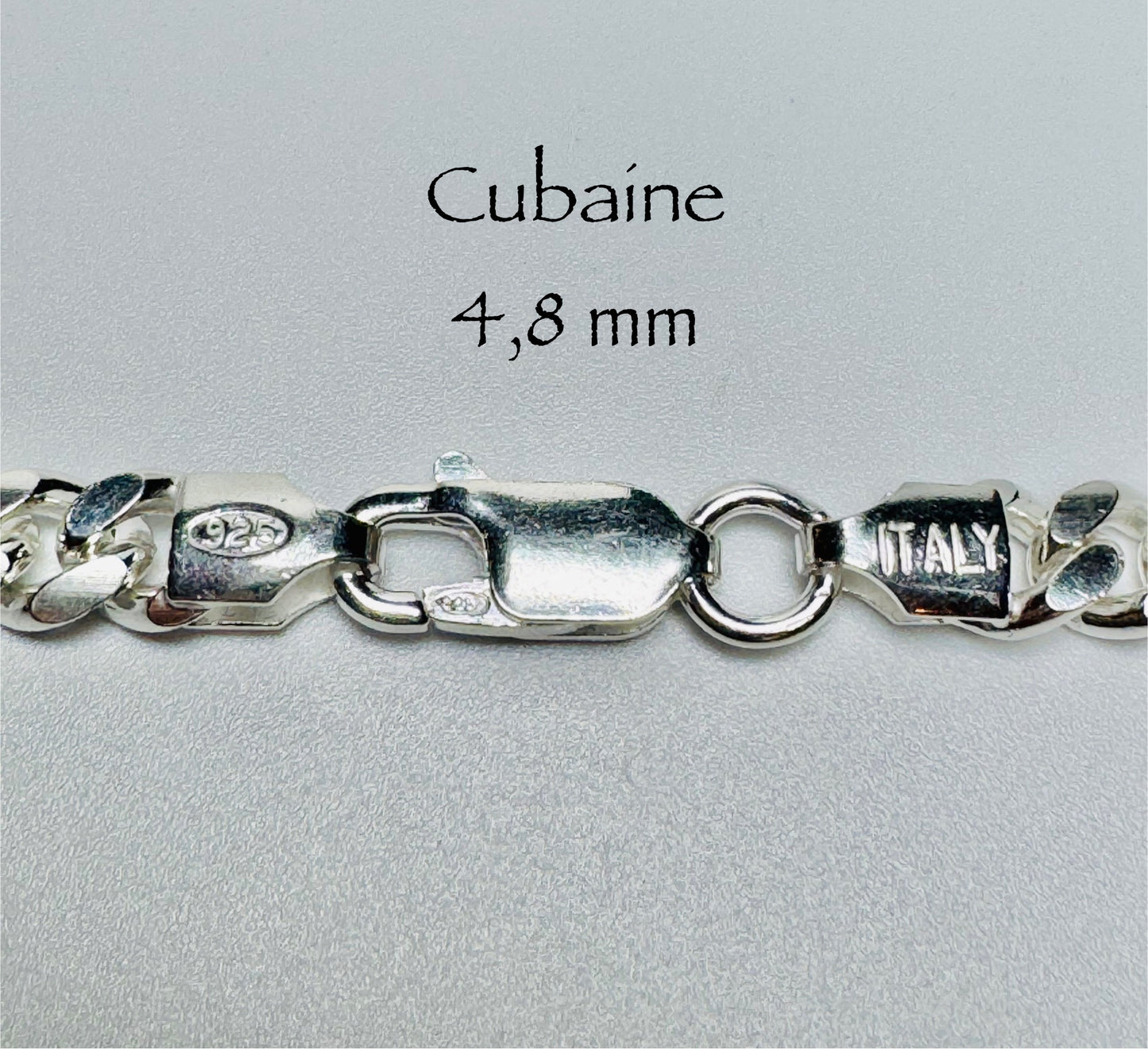 Chaîne cubaine 4,8mm en argent sterling italien 925