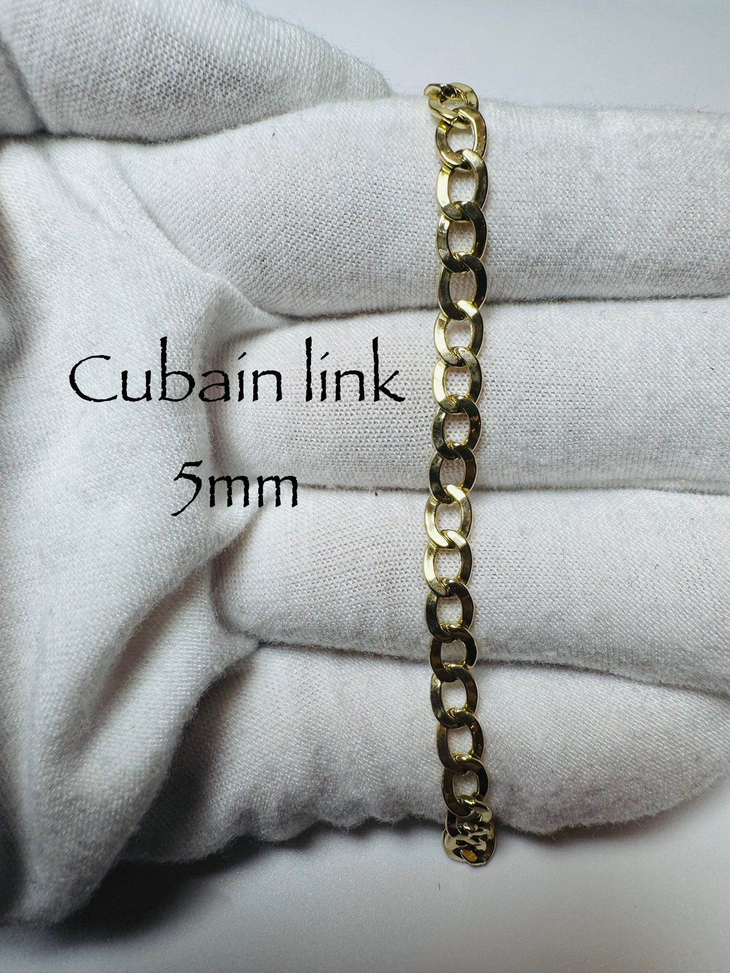 Bracelet cubain link 5mm en or 10 carats