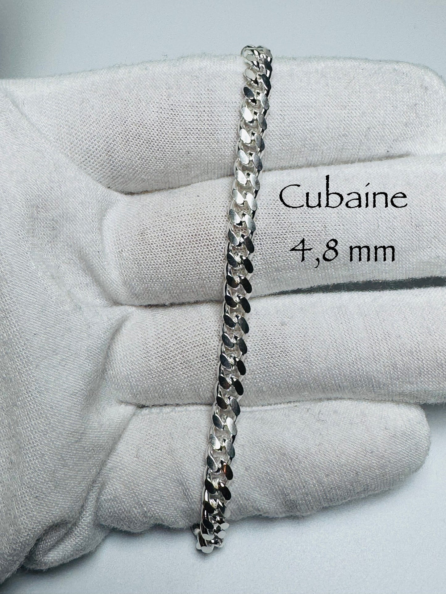 Chaîne cubaine 4,8mm en argent sterling italien 925