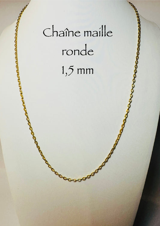 Chaîne maille ronde 1,5mm en or 10 carats