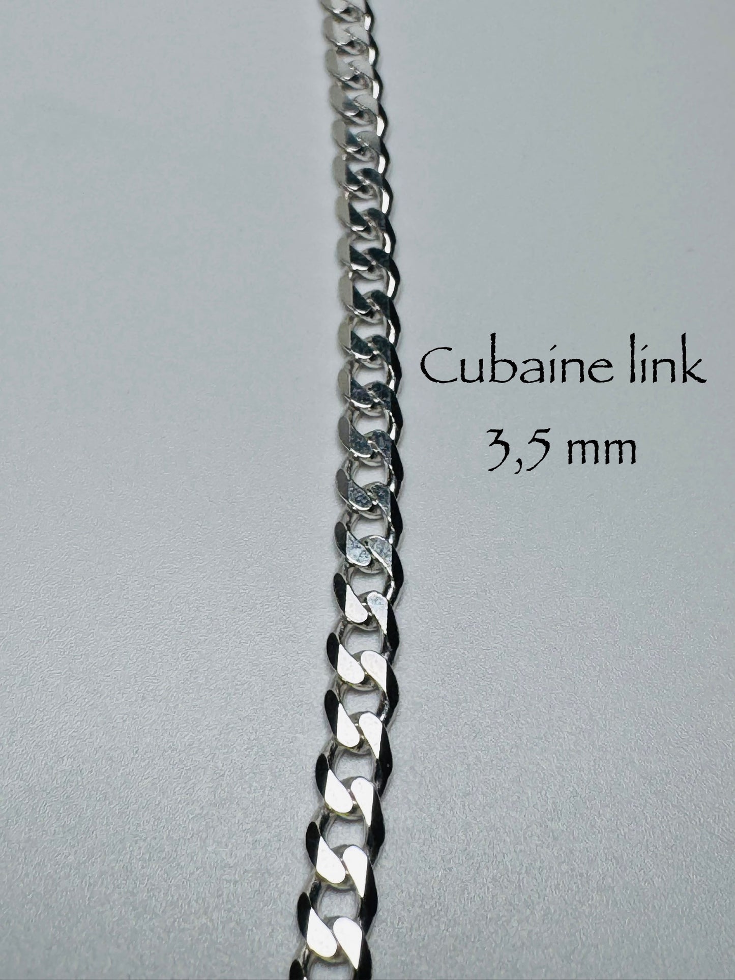 Chaîne cubaine link 3,5mm en argent sterling italien 925