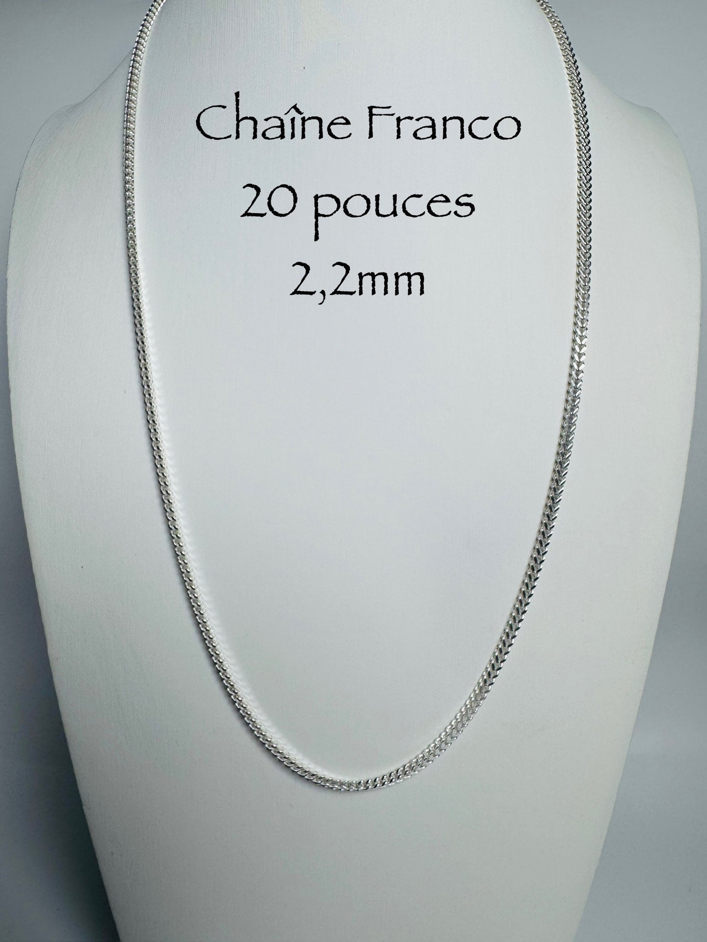 Chaîne franco 2,2mm en argent sterling italien 925