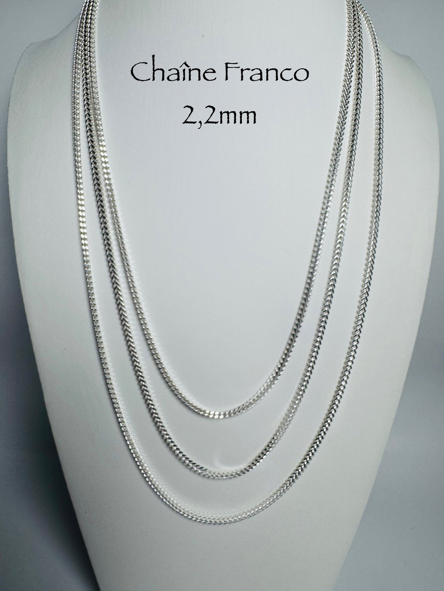 Chaîne franco 2,2mm en argent sterling italien 925