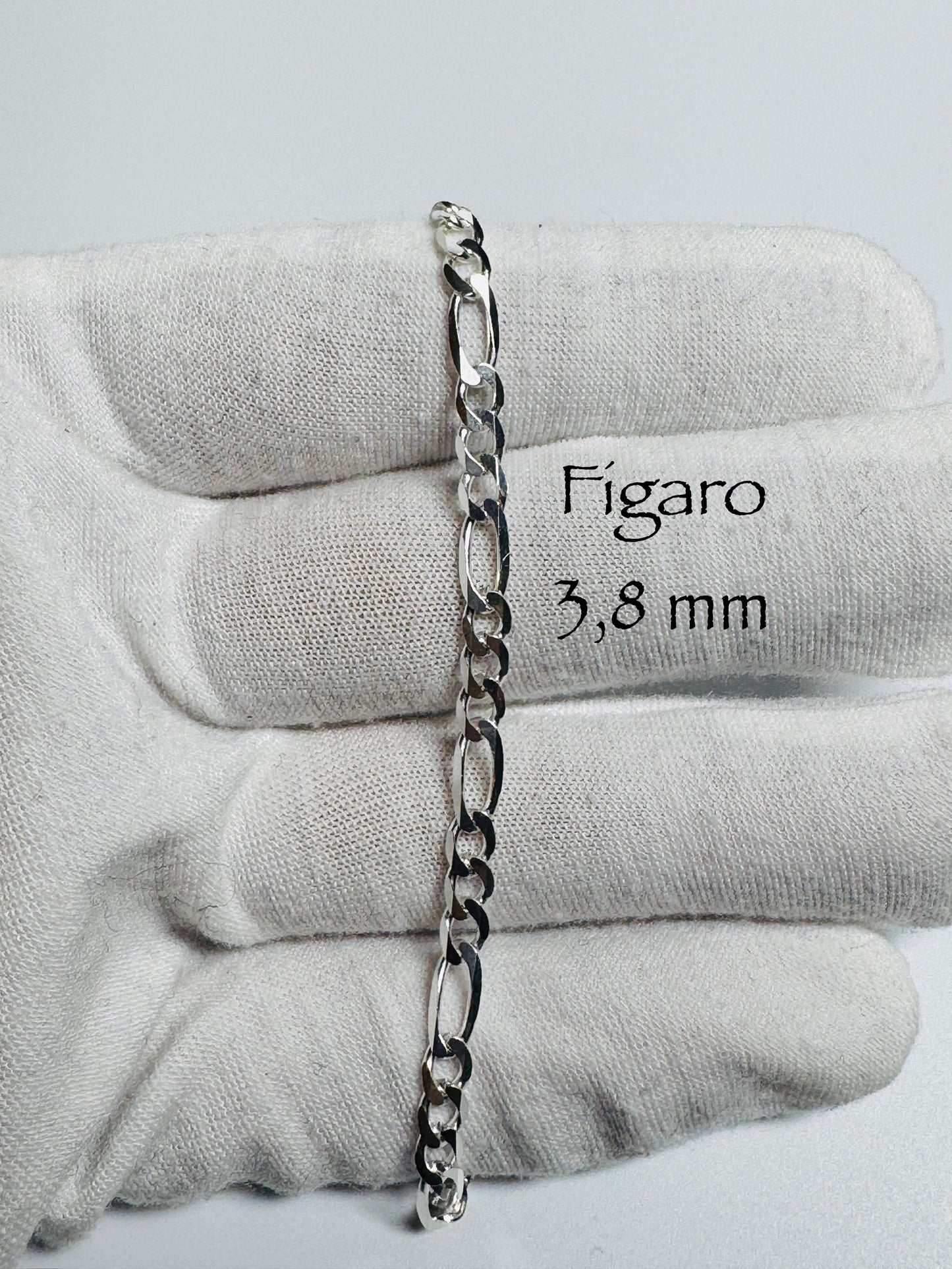 Chaîne Figaro 3,8 mm en argent sterling italien 925