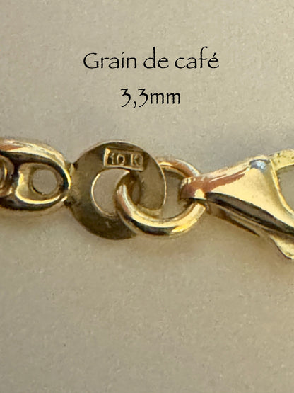 #125 bracelet grain de café 3,3mm en or 10k