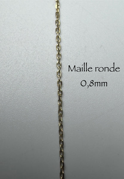 Chaîne maille ronde 0,8mm en or 10k