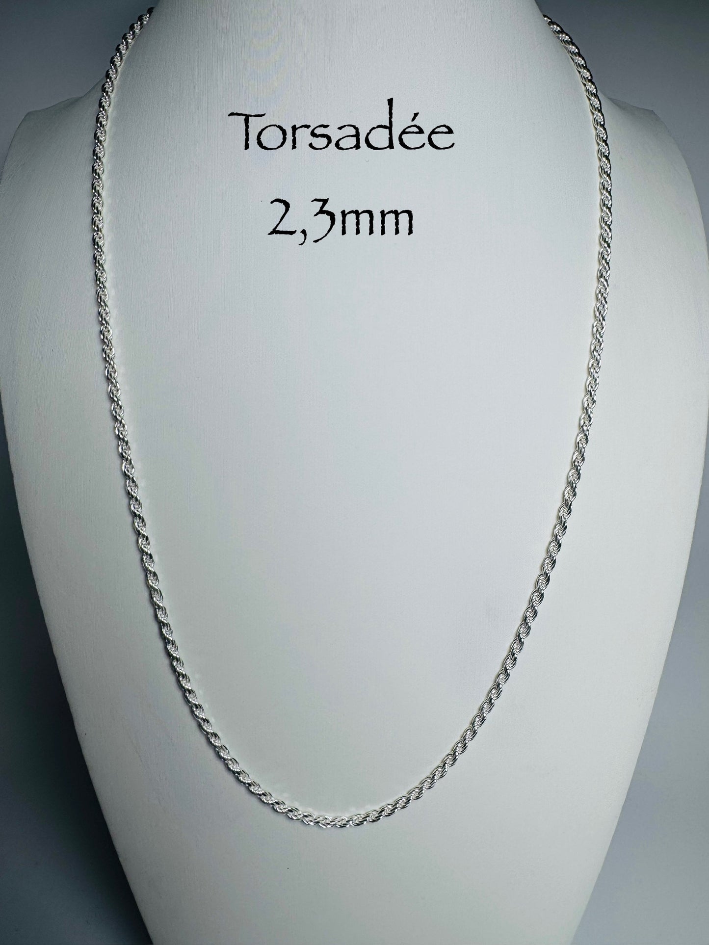 Chaîne torsadée 2,3 mm en argent sterling italien 925