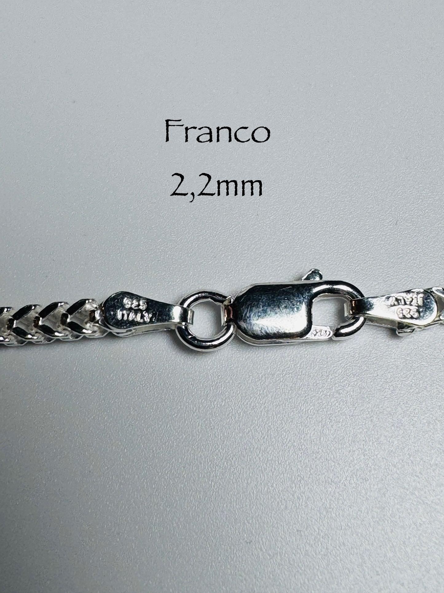 Chaîne franco 2,2mm en argent sterling italien 925