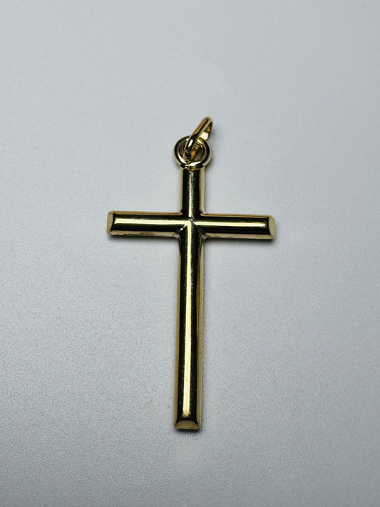 #454 pendentif grande croix unie en or 10 carats